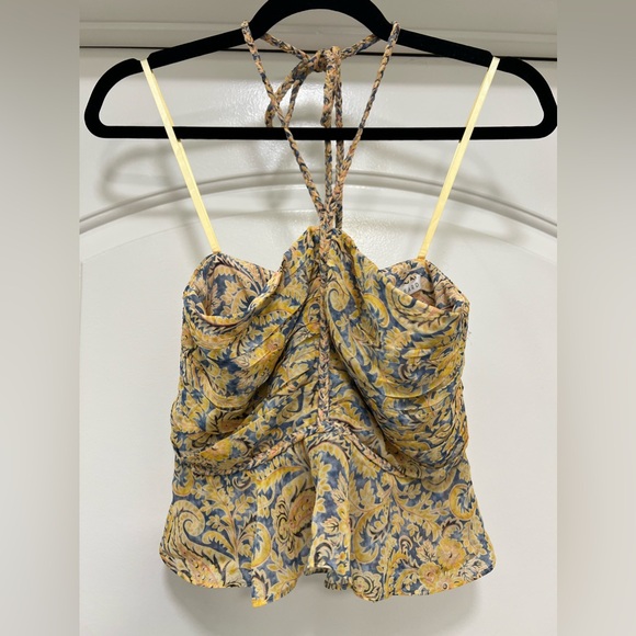 NWOT Veronica Beard 100% Silk Braided Halter Paisley top - Picture 6 of 11